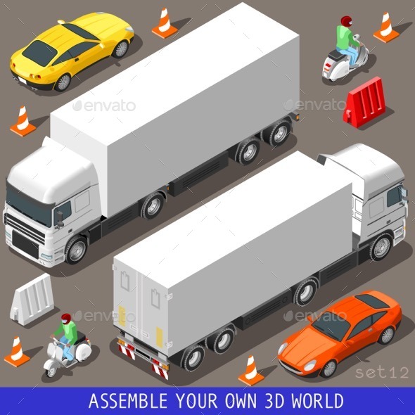 GraphicRiver Isometric Flat 3D Vehicle Vespa Truck Set 11395347 GraphicRiver Isometric Flat 3D Vehicle Vespa Truck Set 11395347