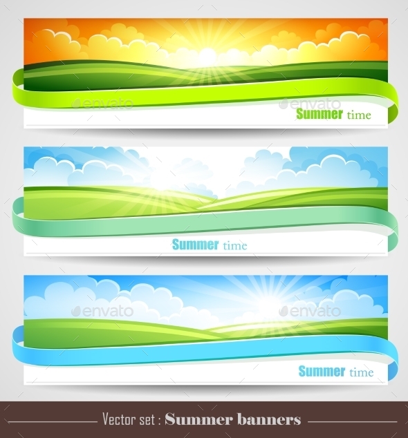 GraphicRiver Set of Summer Banners 11395955 GraphicRiver Set of Summer Banners 11395955