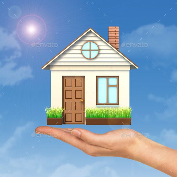 House above businesswomans hand (Misc) Photo Download