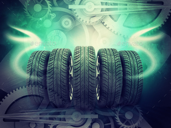 Wheels on colorful abstract background (Misc) Photo Download