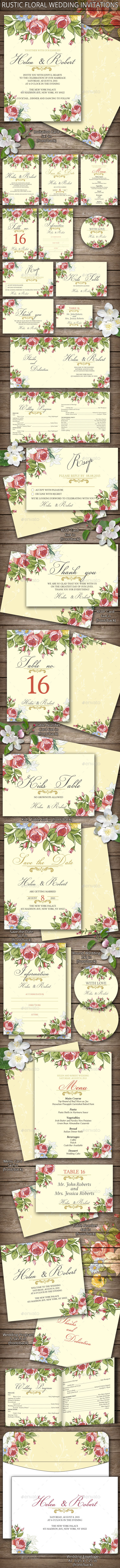 GraphicRiver Rustic Floral Wedding Invitations 11401038 GraphicRiver Rustic Floral Wedding Invitations 11401038