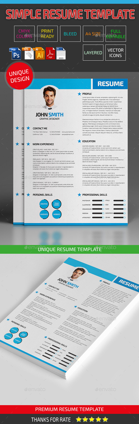 GraphicRiver Simple Resume Template 19 11337079 GraphicRiver Simple Resume Template 19 11337079