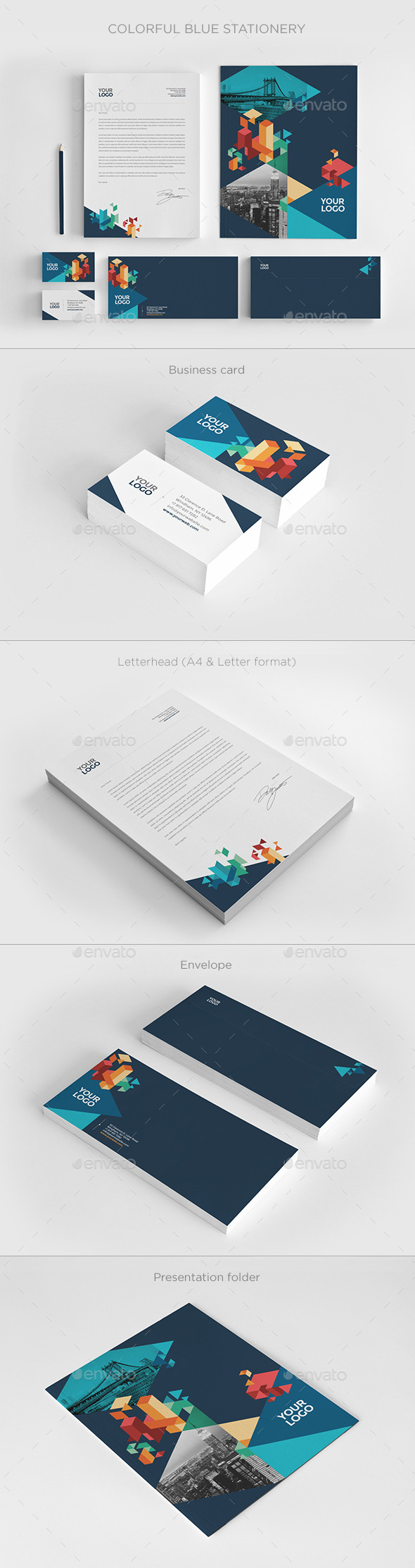 GraphicRiver Colorful Blue Stationery 11404263 GraphicRiver Colorful Blue Stationery 11404263