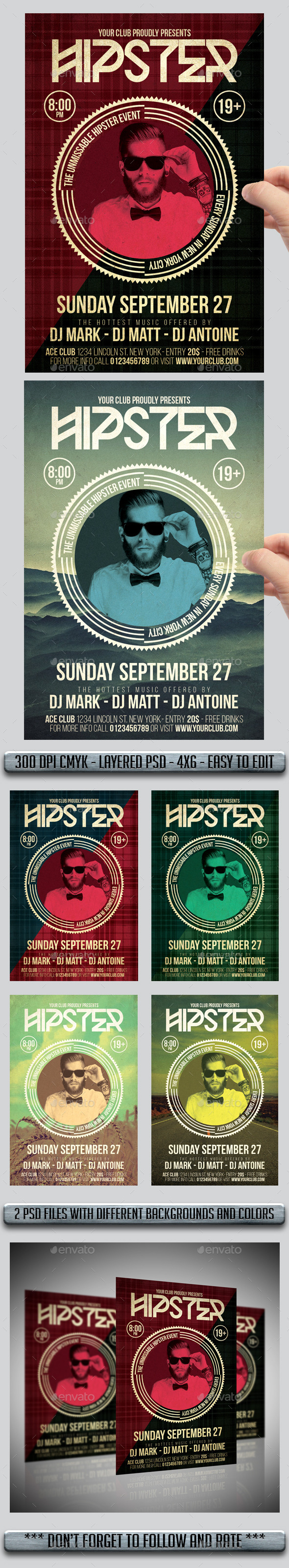 GraphicRiver Hipster Flyers 11405031 GraphicRiver Hipster Flyers 11405031