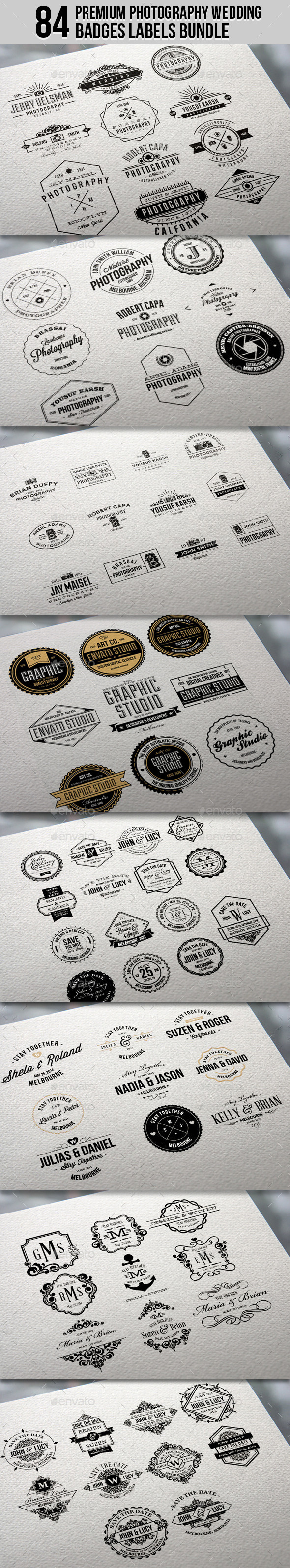 GraphicRiver 84 Premium Photography Wedding Badge Labels Bundle 11405454 GraphicRiver 84 Premium Photography Wedding Badge Labels Bundle 11405454
