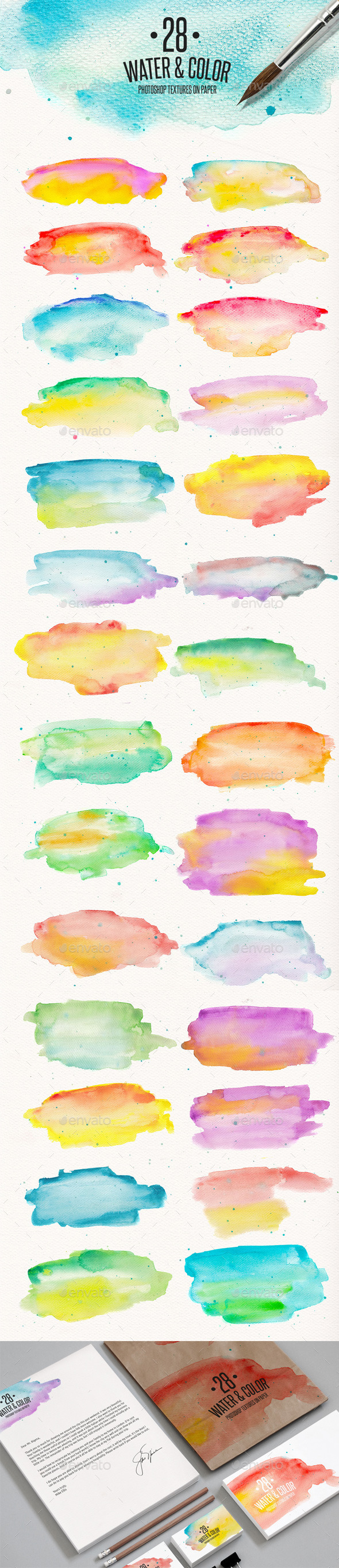 GraphicRiver 28 Watercolor Textures on Paper 11407180 GraphicRiver 28 Watercolor Textures on Paper 11407180