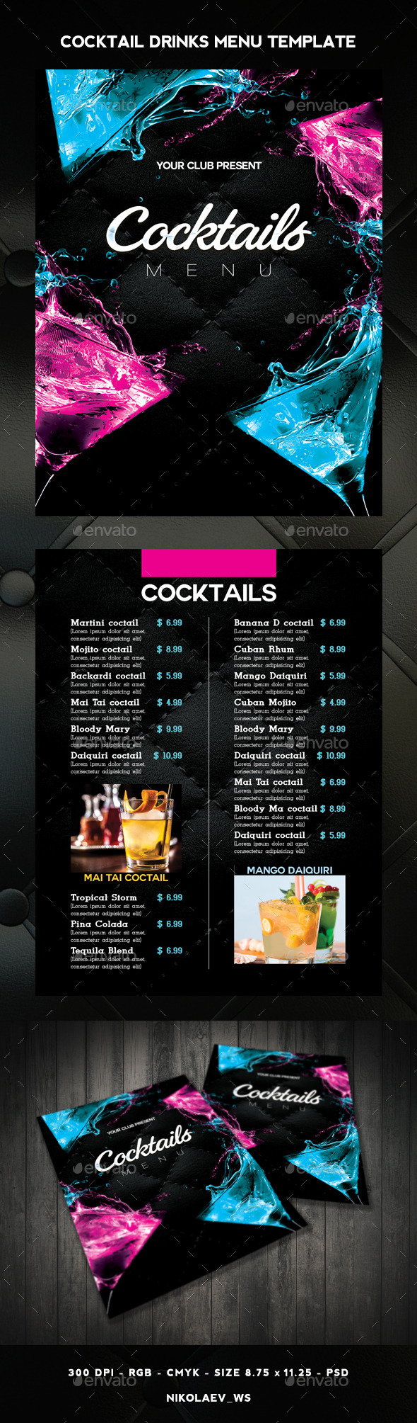 GraphicRiver Cocktail Drinks Menu 11338520 GraphicRiver Cocktail Drinks Menu 11338520