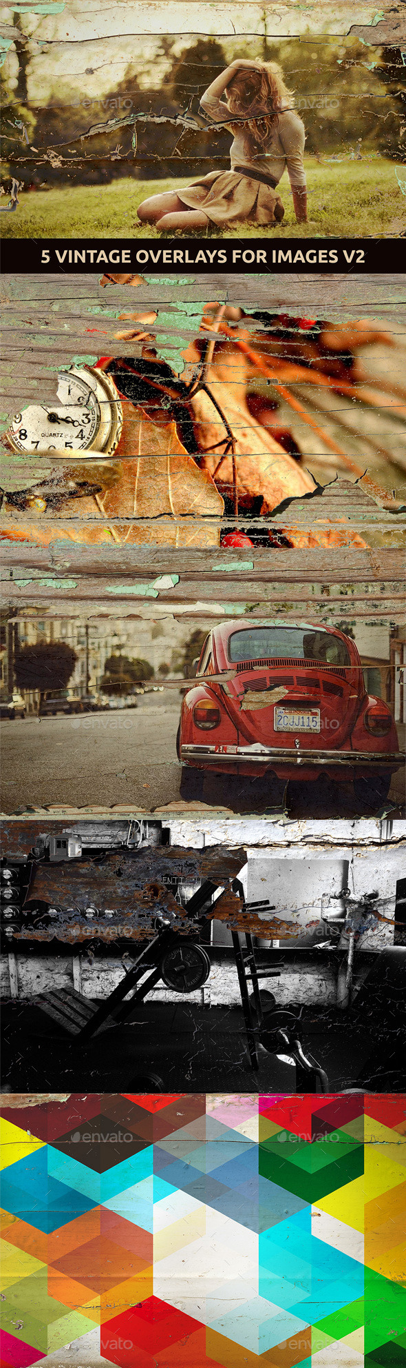 GraphicRiver 5 Vintage Overlays for Images V.2 11407814 GraphicRiver 5 Vintage Overlays for Images V.2 11407814