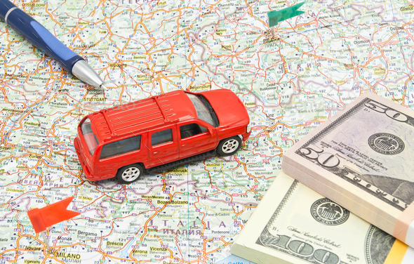 red car, money and pen on map (Misc) Photo Download