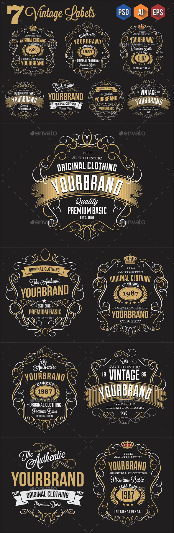 GraphicRiver 7 Vintage Labels 11411880 GraphicRiver 7 Vintage Labels 11411880
