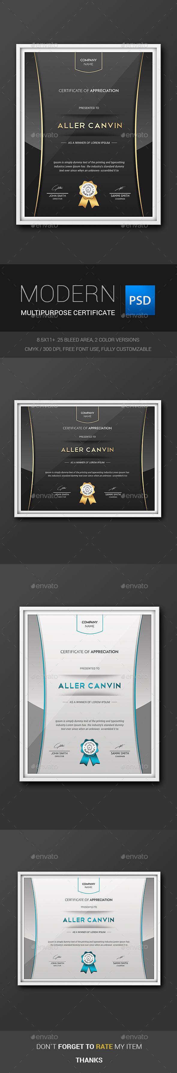 GraphicRiver Modern Multipurpose Certificates 11415124 GraphicRiver Modern Multipurpose Certificates 11415124