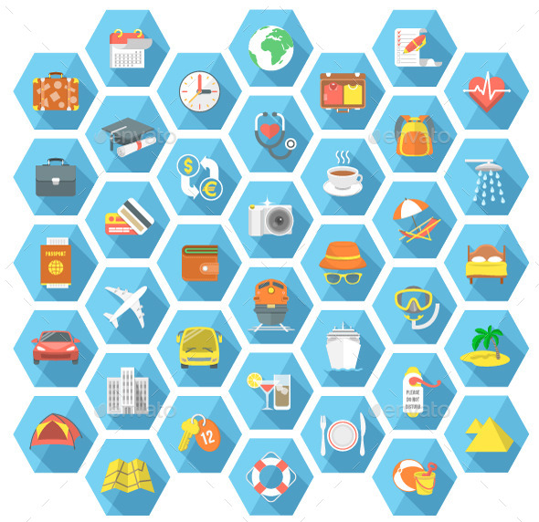 GraphicRiver Traveling and Tourism Flat Hexagonal Icons Set 11415200 GraphicRiver Traveling and Tourism Flat Hexagonal Icons Set 11415200