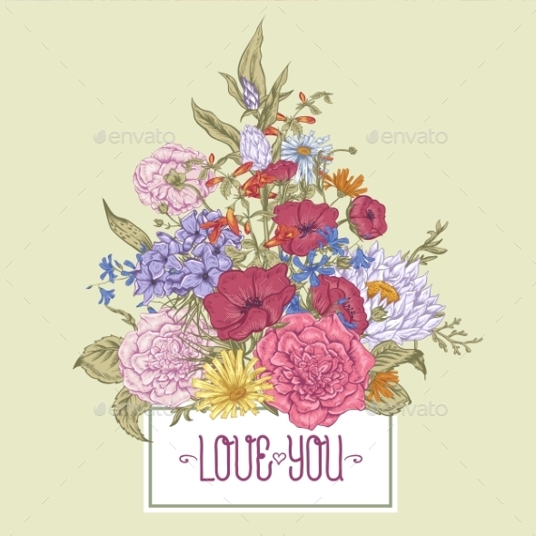 GraphicRiver Gentle Retro Summer Floral Greeting Card Vintage 11417028 GraphicRiver Gentle Retro Summer Floral Greeting Card Vintage 11417028
