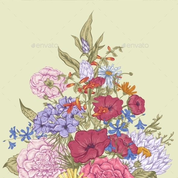 GraphicRiver Gentle Retro Summer Floral Greeting Card Vintage 11417030 GraphicRiver Gentle Retro Summer Floral Greeting Card Vintage 11417030