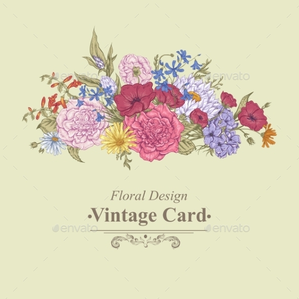GraphicRiver Gentle Retro Summer Floral Greeting Card Vintage 11417033 GraphicRiver Gentle Retro Summer Floral Greeting Card Vintage 11417033
