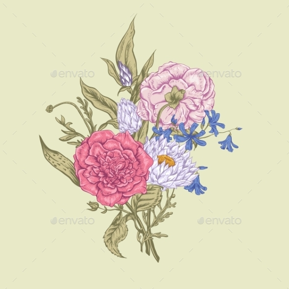 GraphicRiver Gentle Retro Summer Floral Greeting Card Vintage 11417039 GraphicRiver Gentle Retro Summer Floral Greeting Card Vintage 11417039
