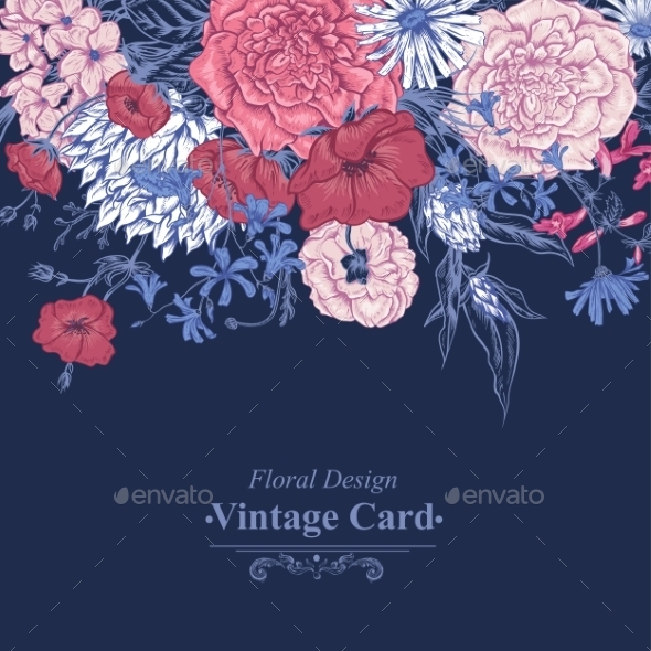 GraphicRiver Gentle Retro Summer Floral Greeting Card Vintage 11417105 GraphicRiver Gentle Retro Summer Floral Greeting Card Vintage 11417105