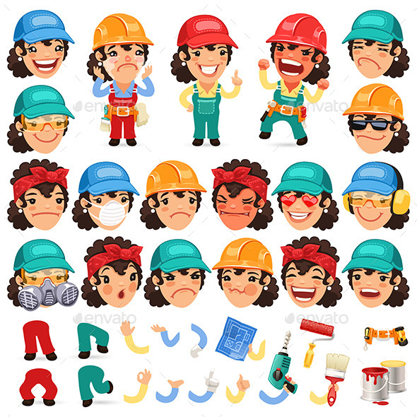 GraphicRiver Set of Cartoon Lady Worker Character 11417178 GraphicRiver Set of Cartoon Lady Worker Character 11417178