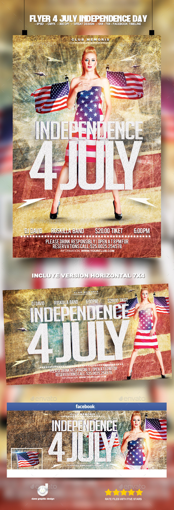 Flyer 4 July Independence Day (Clubs & Parties)