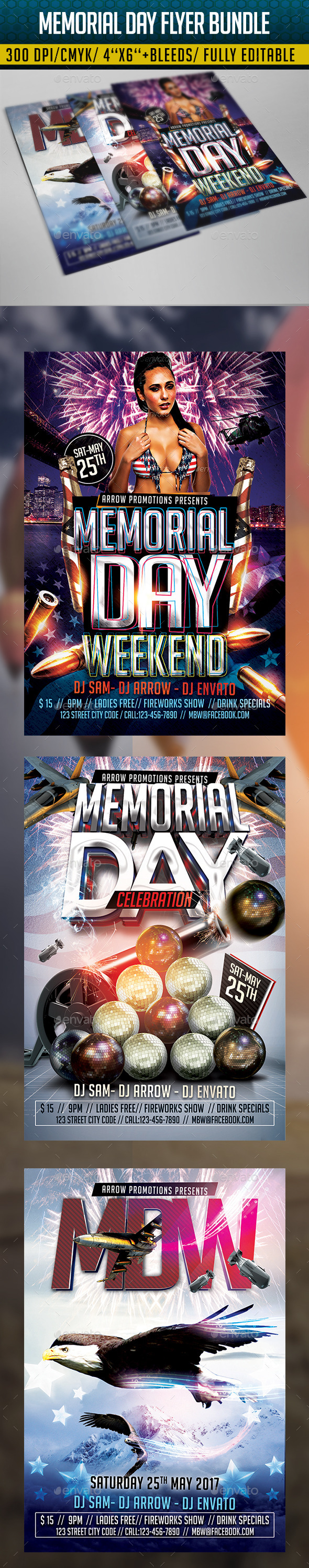 Memorial Day Weekend Flyer Bundle (Clubs & Parties)