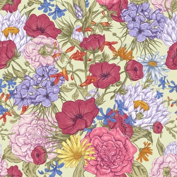 GraphicRiver Retro Summer Seamless Floral Pattern 11418046 GraphicRiver Retro Summer Seamless Floral Pattern 11418046