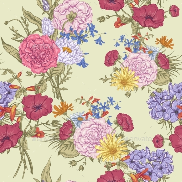 GraphicRiver Retro Summer Seamless Floral Pattern 11418050 GraphicRiver Retro Summer Seamless Floral Pattern 11418050