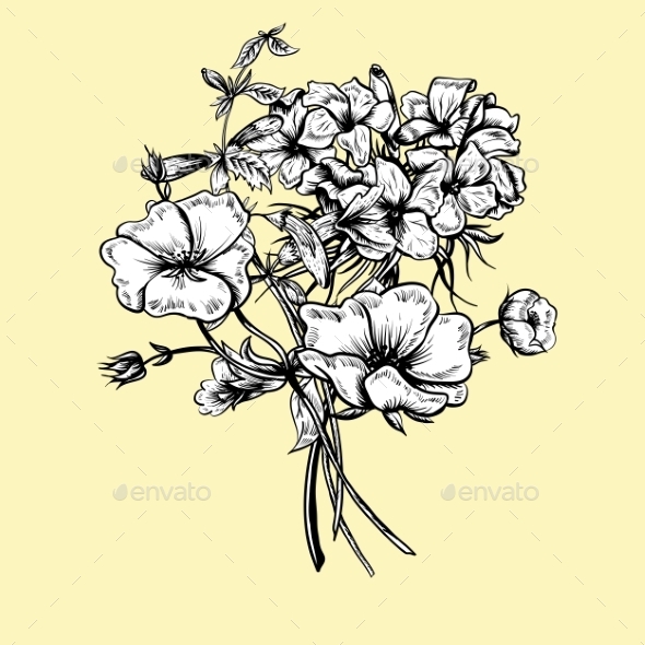 GraphicRiver Monochrome Retro Summer Floral Greeting Card 11418062 GraphicRiver Monochrome Retro Summer Floral Greeting Card 11418062