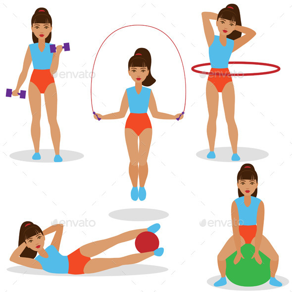 GraphicRiver Girl Doing Exercises Set 11419191 GraphicRiver Girl Doing Exercises Set 11419191