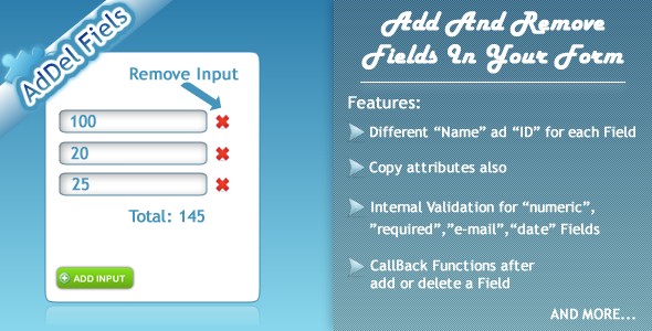 JQuery AdDelFields JQuery AdDelFields
