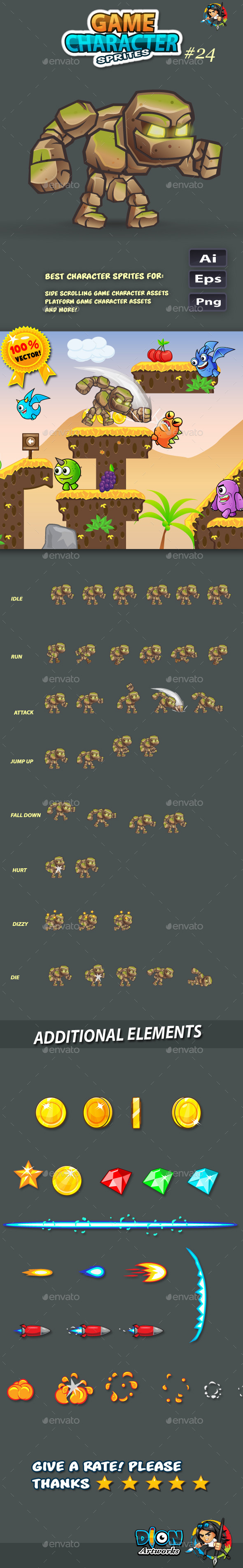 GraphicRiver Stone Giant 2D Game Character Sprites 24 11419315 GraphicRiver Stone Giant 2D Game Character Sprites 24 11419315