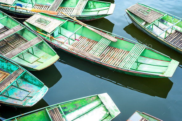 Vietnamese boats at river. Ninh Binh,. Vietnam (Misc) Photo Download