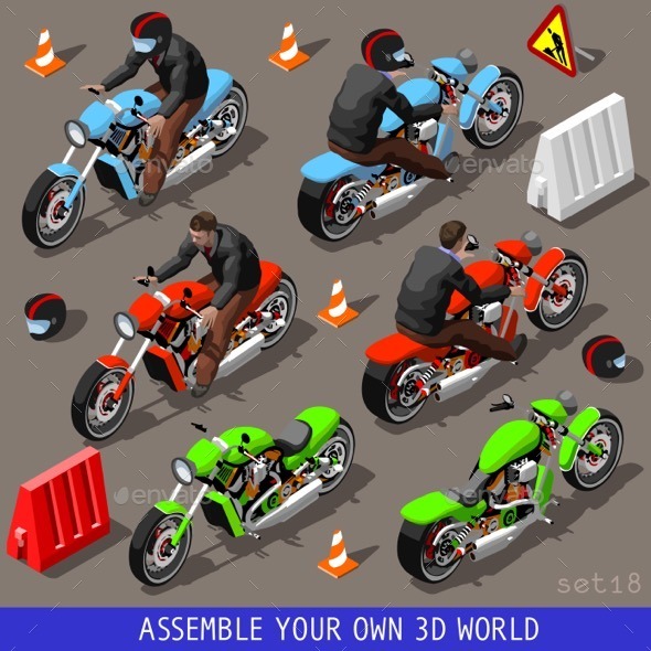 GraphicRiver Isometric Flat 3D Vehicle Motorbikers Set 11422575 GraphicRiver Isometric Flat 3D Vehicle Motorbikers Set 11422575