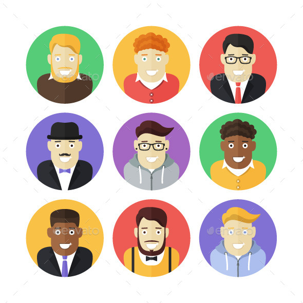 GraphicRiver Flat Icons Set of Smiling Male Persons 11422592 GraphicRiver Flat Icons Set of Smiling Male Persons 11422592