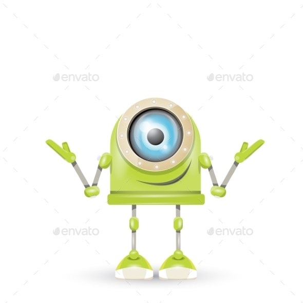 GraphicRiver Vector Green Cartoon Robot Isolated On White 11423415 GraphicRiver Vector Green Cartoon Robot Isolated On White 11423415