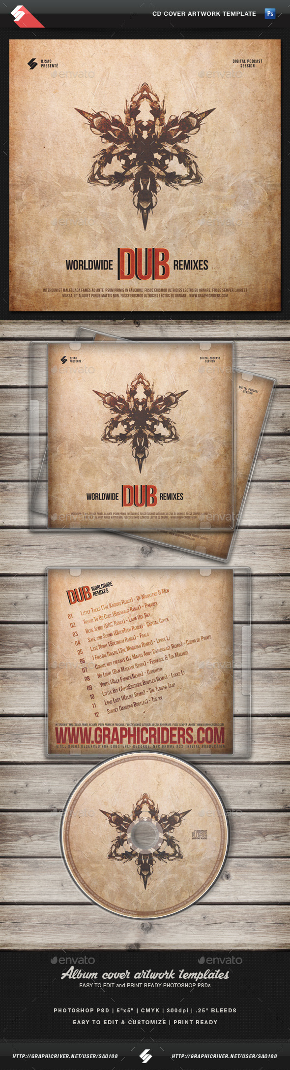 GraphicRiver Dub Remixes CD Cover Artwork Template 11423660 GraphicRiver Dub Remixes CD Cover Artwork Template 11423660