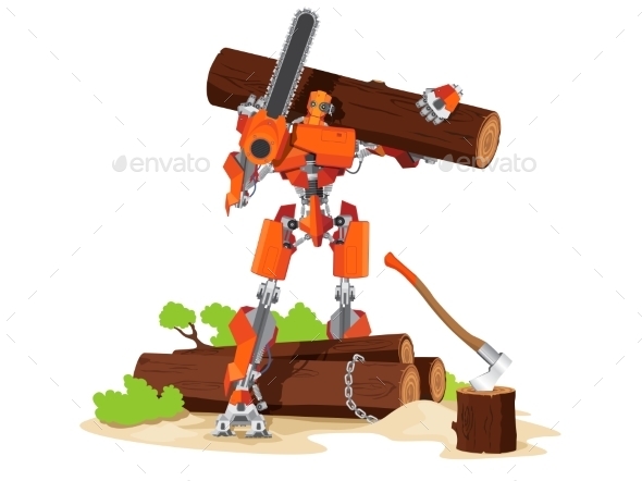 GraphicRiver Robot Woodcutter Character 11424379 GraphicRiver Robot Woodcutter Character 11424379