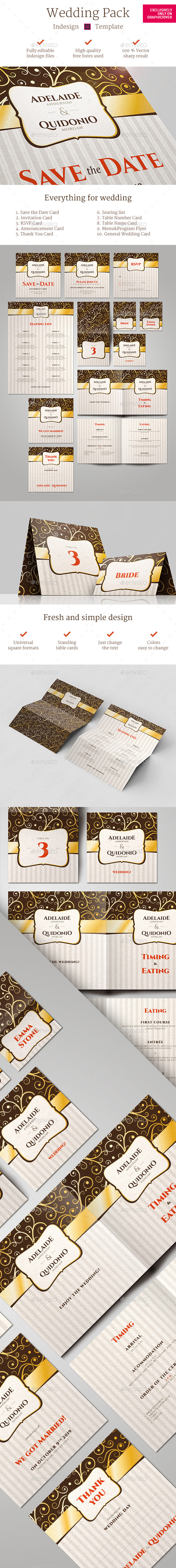 GraphicRiver Gold Ornament Wedding Pack Indesign Template 11424757 GraphicRiver Gold Ornament Wedding Pack Indesign Template 11424757