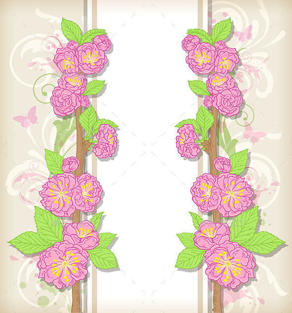 GraphicRiver Floral Card with Peach Flowers 11425078 GraphicRiver Floral Card with Peach Flowers 11425078