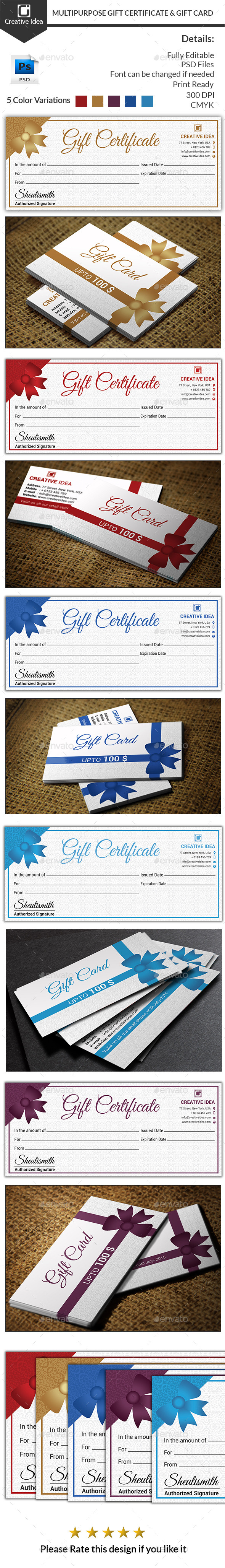 GraphicRiver Multipurpose Gift Certificate And Gift Card 11425081 GraphicRiver Multipurpose Gift Certificate And Gift Card 11425081