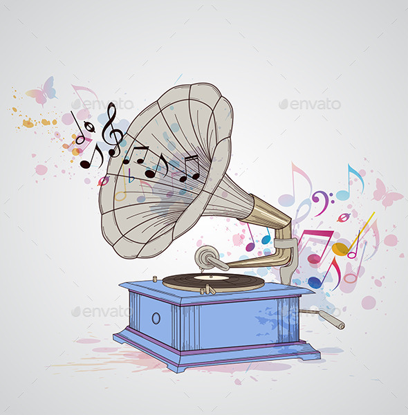 GraphicRiver Music Background with Gramophone 11425199 GraphicRiver Music Background with Gramophone 11425199
