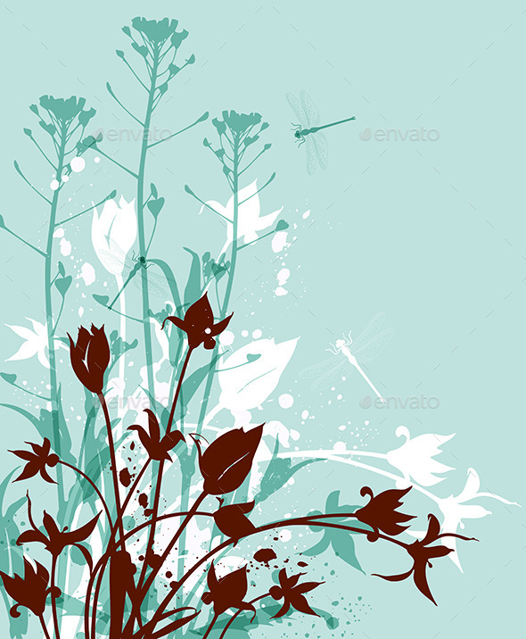 GraphicRiver Green Background with Wildflowers 11425226 GraphicRiver Green Background with Wildflowers 11425226