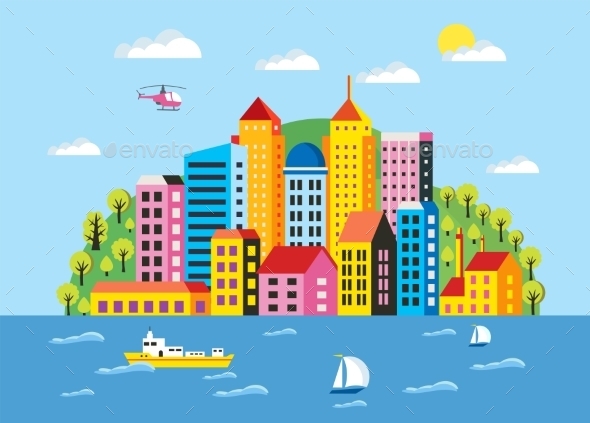 GraphicRiver City Flat Illustration 11425498 GraphicRiver City Flat Illustration 11425498