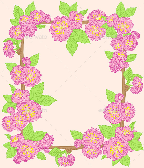 GraphicRiver Frame with Pink Peach Flowers 11425683 GraphicRiver Frame with Pink Peach Flowers 11425683