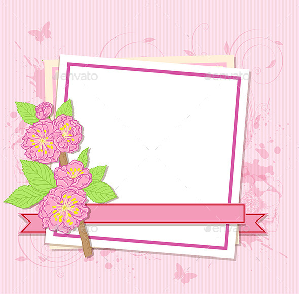 GraphicRiver White Frame with Peach Flowers 11425686 GraphicRiver White Frame with Peach Flowers 11425686