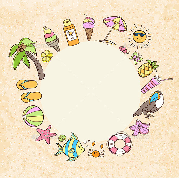 GraphicRiver Summer Decorative Round Banner 11426128 GraphicRiver Summer Decorative Round Banner 11426128