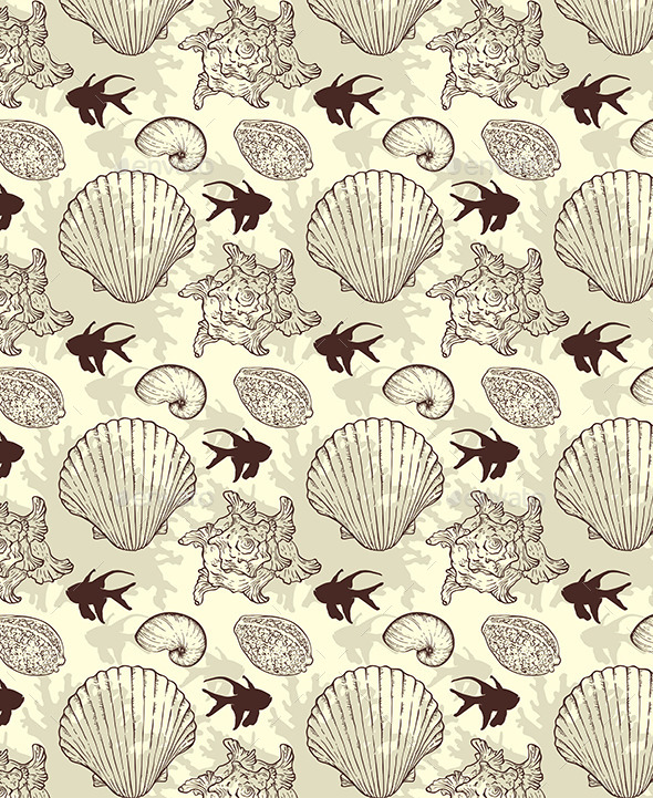 GraphicRiver Seamless Pattern with Sea Shells and Fishes 11426222 GraphicRiver Seamless Pattern with Sea Shells and Fishes 11426222
