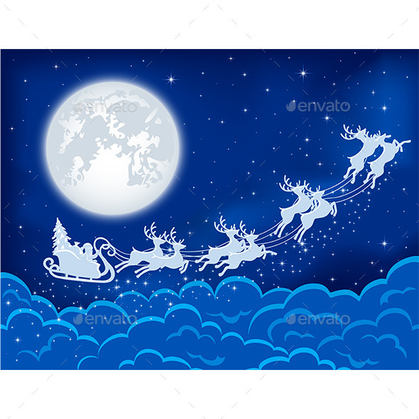 GraphicRiver Santa and Deers in the Sky 11426496 GraphicRiver Santa and Deers in the Sky 11426496