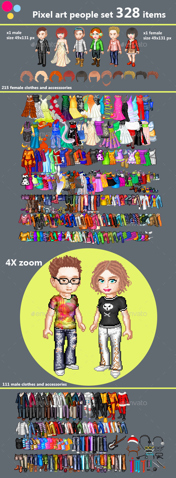 GraphicRiver Pixel art couple character creation set 11427089 GraphicRiver Pixel art couple character creation set 11427089