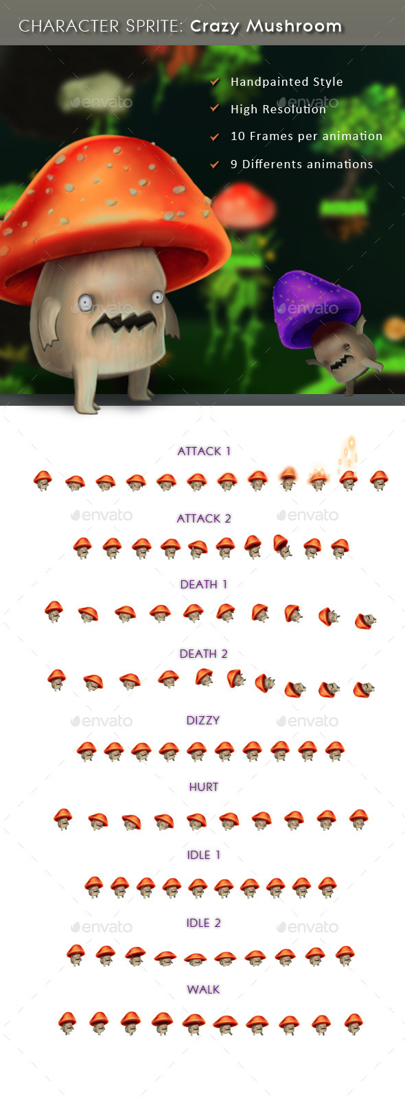 GraphicRiver Character Sprite Crazy Mushroom 11427121 GraphicRiver Character Sprite Crazy Mushroom 11427121