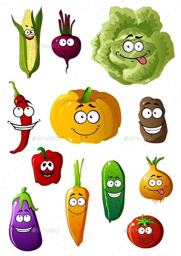 GraphicRiver Colorful Vegetables Characters With Happy Smiles 11427814 GraphicRiver Colorful Vegetables Characters With Happy Smiles 11427814